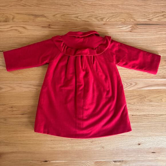 Patachou Girls Red Ruffle Collar Bow Detail Dress Coat Size 3Y - Picture 5 of 9